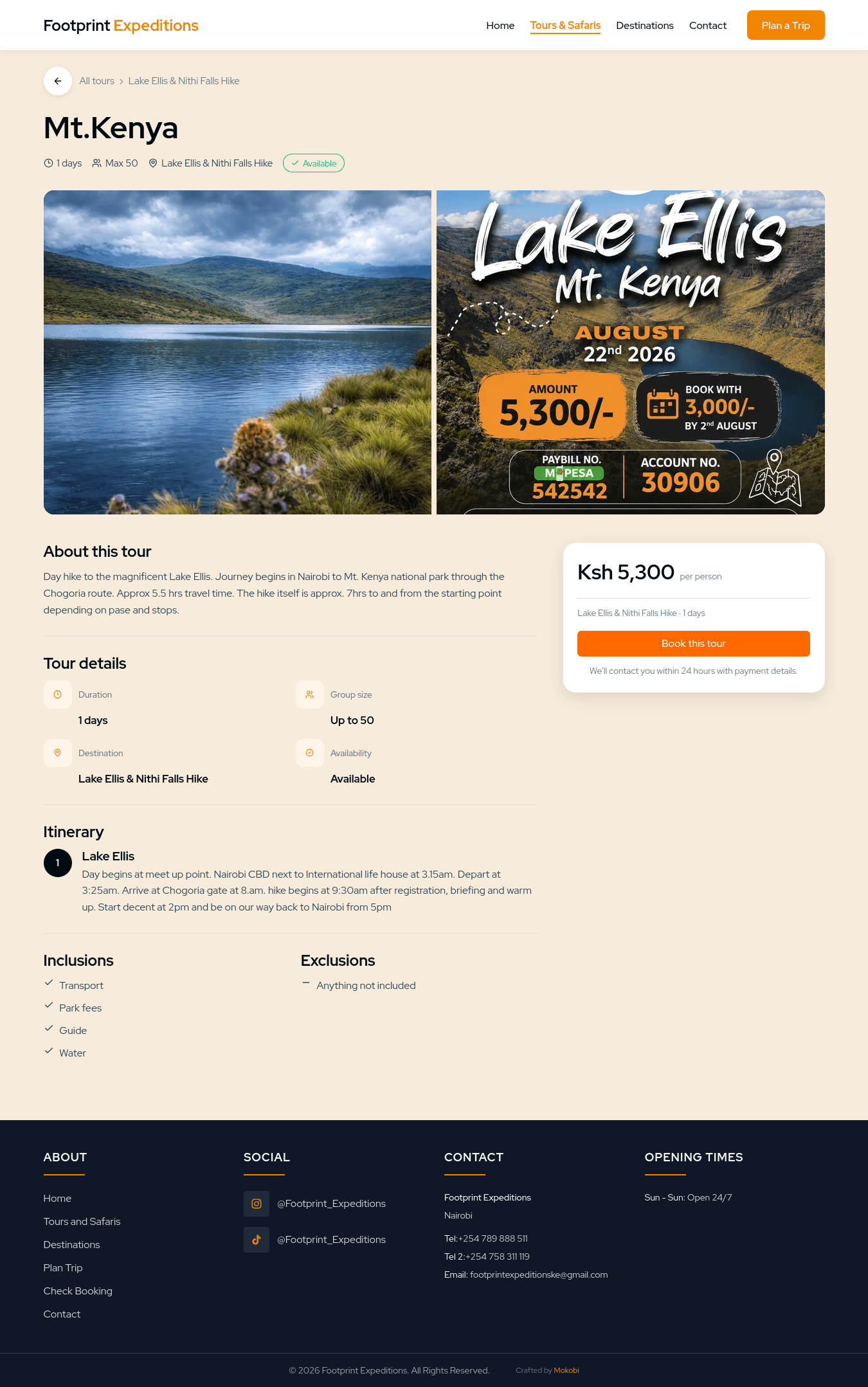 Footprint Expeditions tour details page