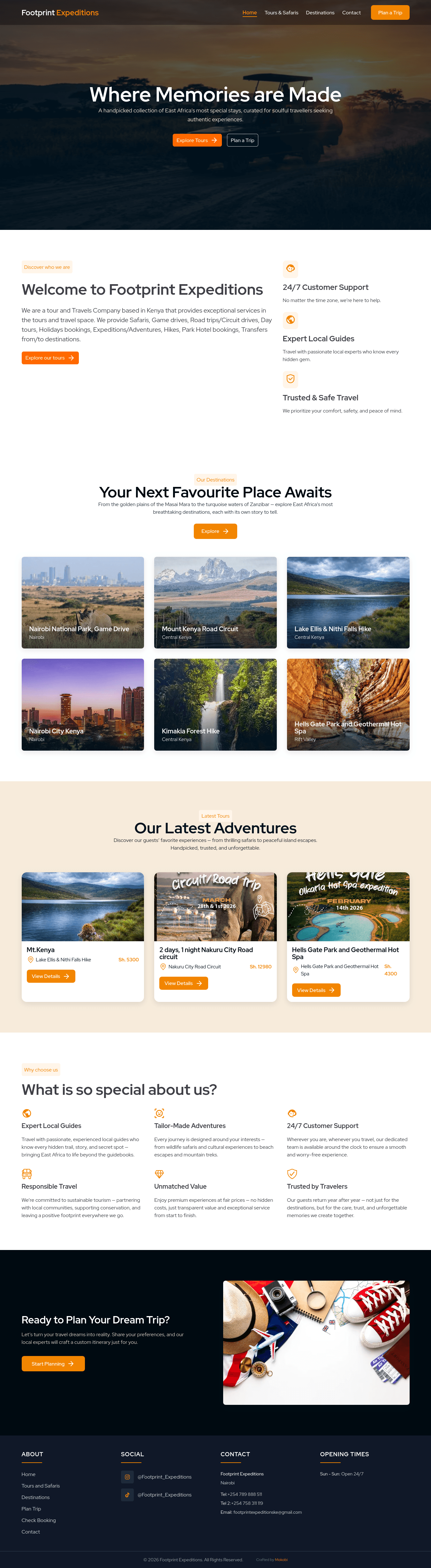 Footprint Expeditions full homepage view