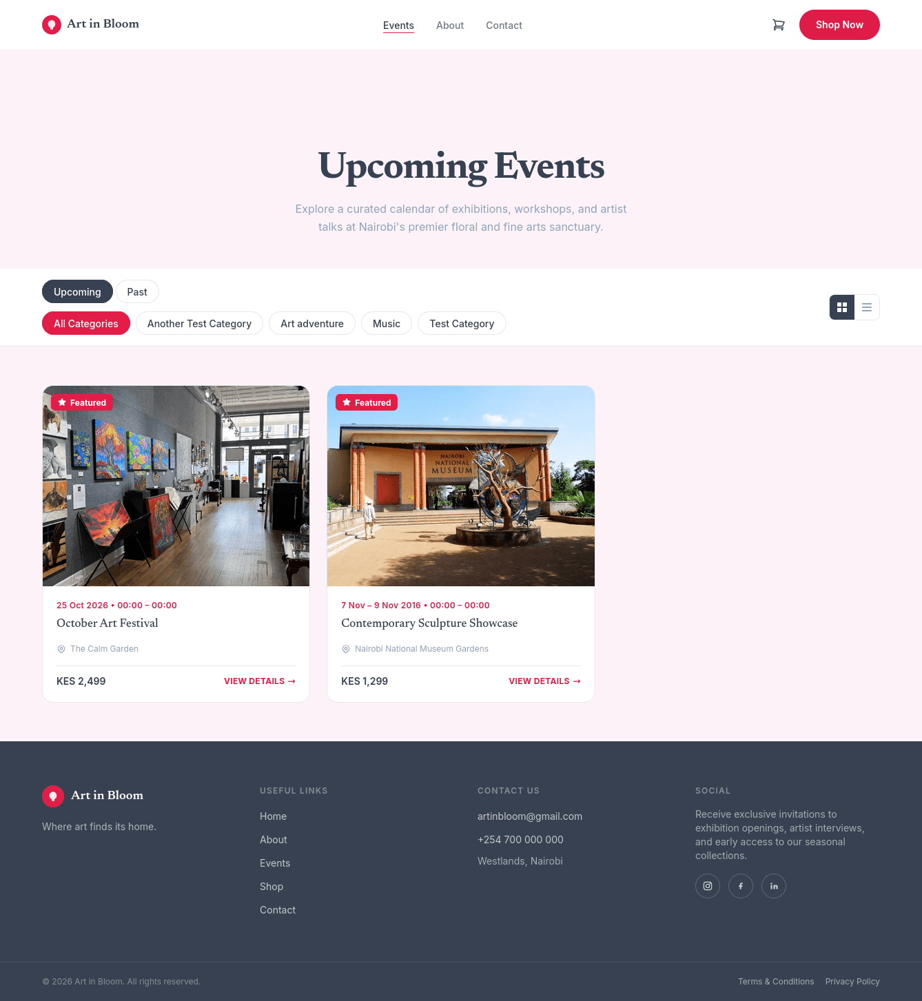 Art in Bloom events page