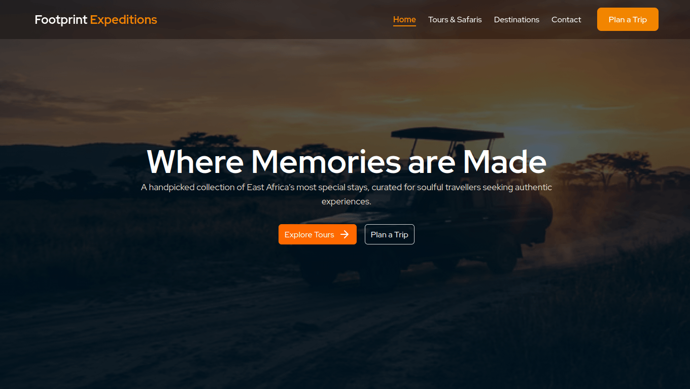 Footprint Expeditions website screenshot
